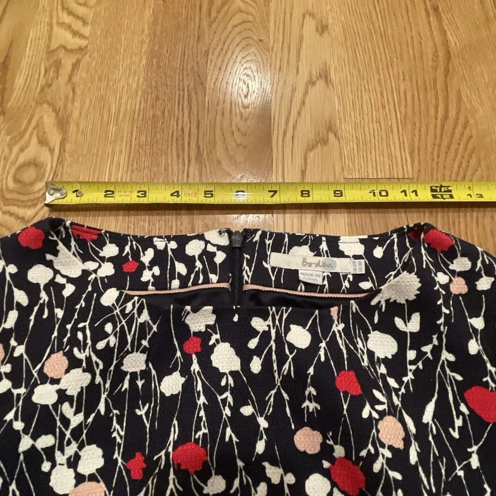Boden Navy Floral Print Cotton Sleeve Sheath Dress Size US 8R Preppy Classic - Picture 11 of 12